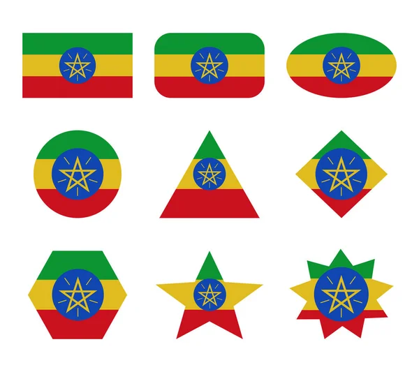 Ethiopia Ensemble Drapeaux Avec Des Formes Géométriques — Image vectorielle