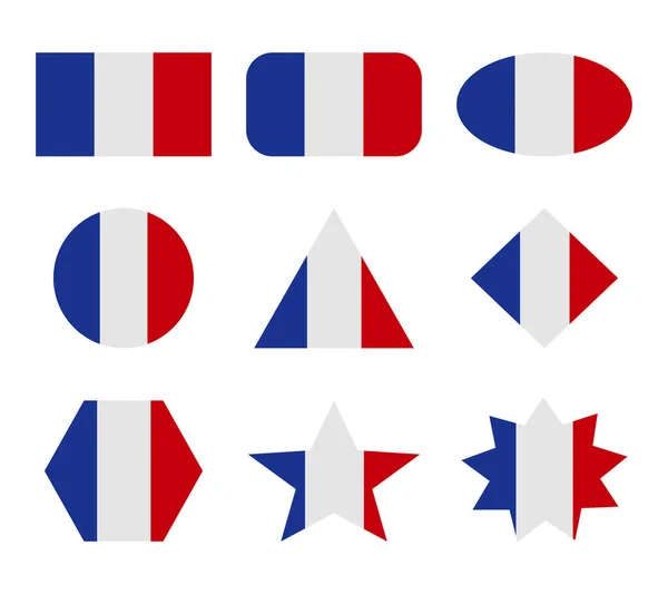 France Zestaw Flag Geometrycznych Kształtach — Wektor stockowy