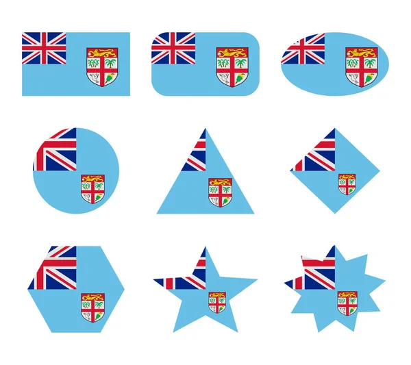 Fiji Set Flags Geometric Shapes — Stock Vector