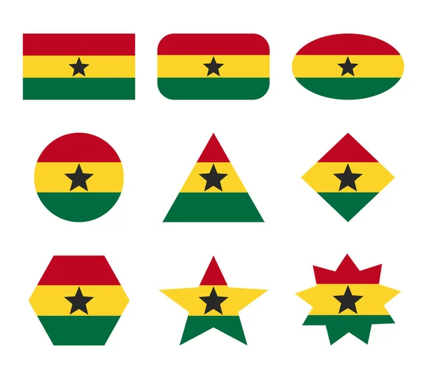 Ghana Uppsättning Flaggor Med Geometriska Former — Stock vektor