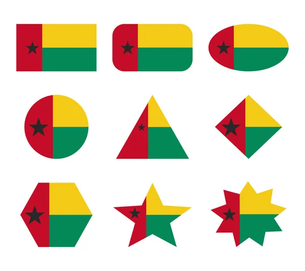 Guinea Bissau Set Flags Geometric Shapes — Stock Vector