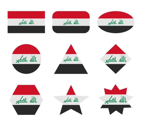 Iraq Set Flags Geometric Shapes — Stock Vector