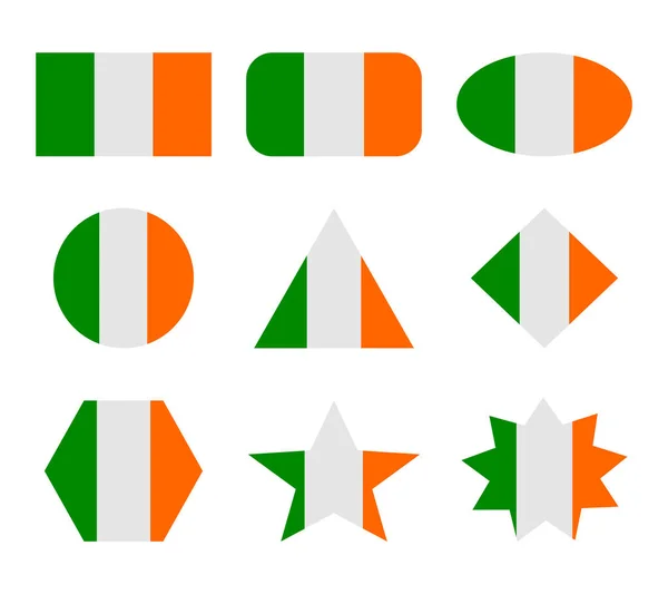 Irská Sada Vlajek Geometrickým Tvarem — Stockový vektor