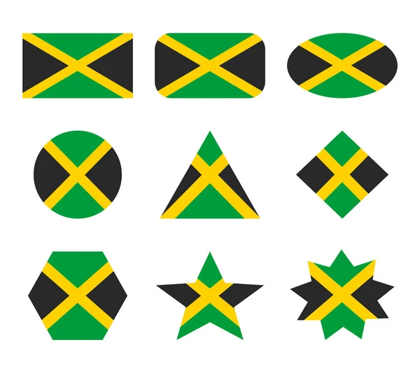 Jamaica Set Vlaggen Met Geometrische Vormen — Stockvector