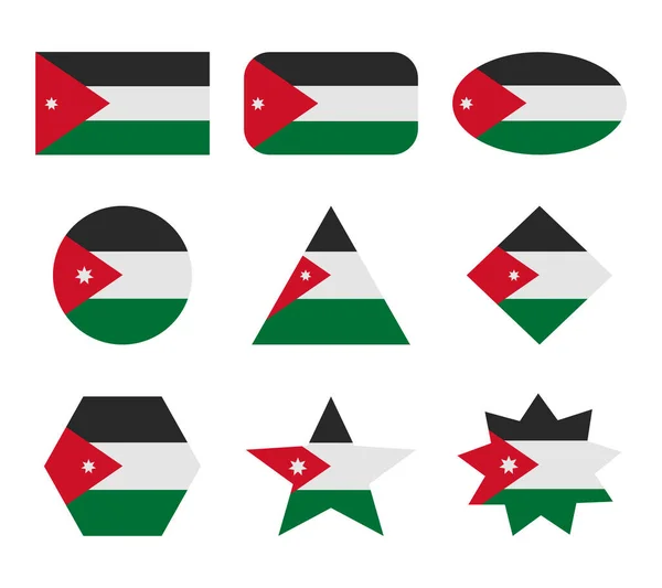 Jordanische Flaggen Mit Geometrischen Formen — Stockvektor