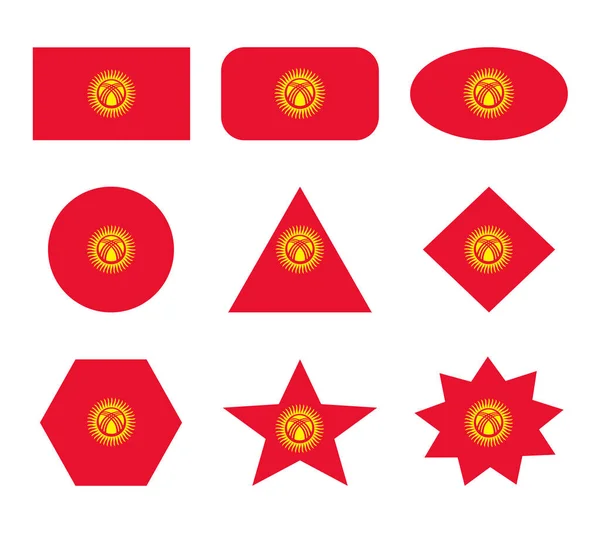 Kyrgyzstan Set Flags Geometric Shapes — Stock Vector