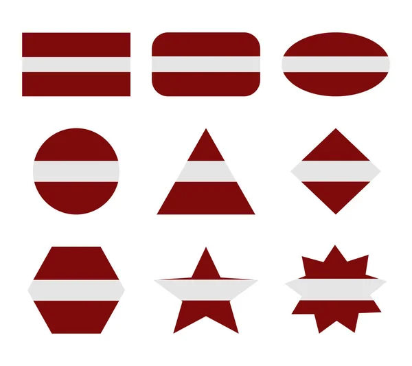 Latvia Zestaw Flag Geometrycznych Kształtach — Wektor stockowy