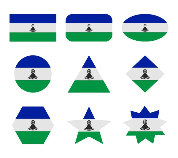 Lesoto Conjunto Bandeiras Com Formas Geométricas — Vetor de Stock