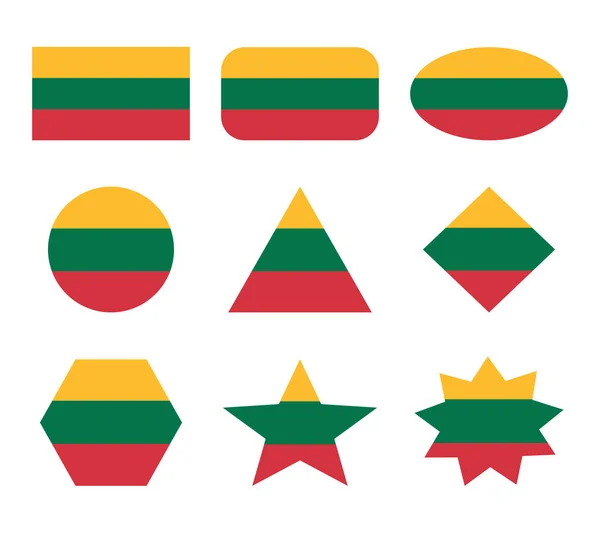 Lithuania Conjunto Bandeiras Com Formas Geométricas — Vetor de Stock