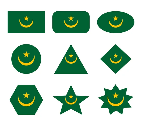Mauritania Conjunto Bandeiras Com Formas Geométricas — Vetor de Stock