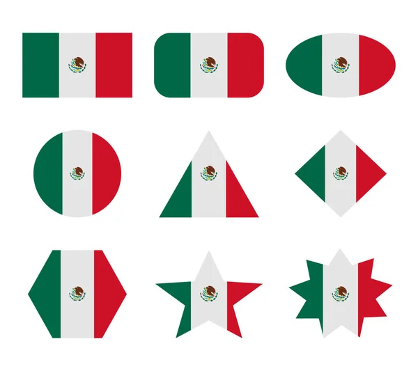 Conjunto Mexico Banderas Con Formas Geométricas — Archivo Imágenes Vectoriales