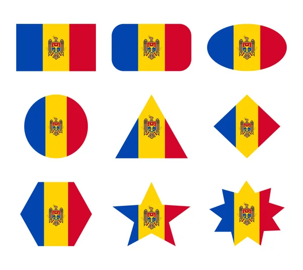 Moldavia Conjunto Banderas Con Formas Geométricas — Vector de stock