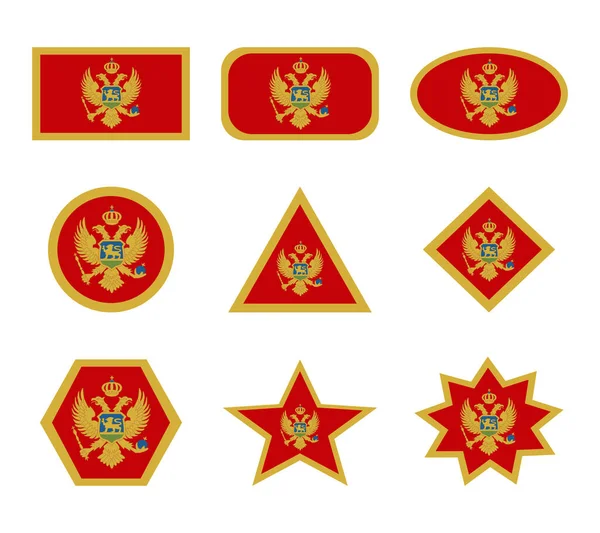 Conjunto Montenegro Banderas Con Formas Geométricas — Vector de stock