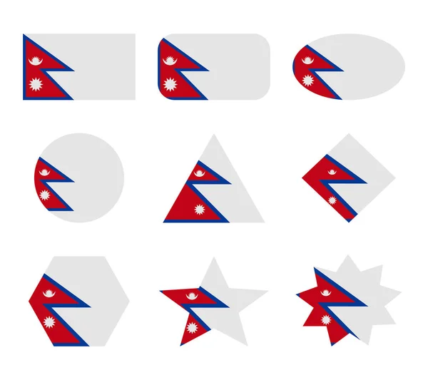 Nepal Set Flags Geometric Shapes — Stock Vector