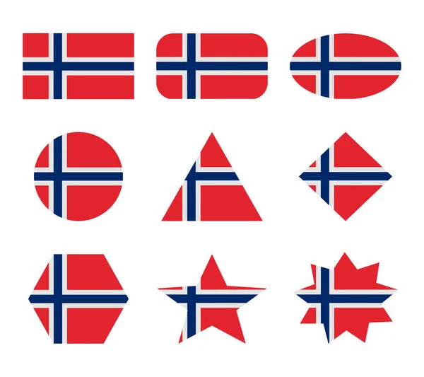 Norway Conjunto Banderas Con Formas Geométricas — Vector de stock