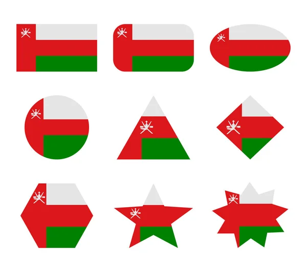Oman Conjunto Banderas Con Formas Geométricas — Vector de stock