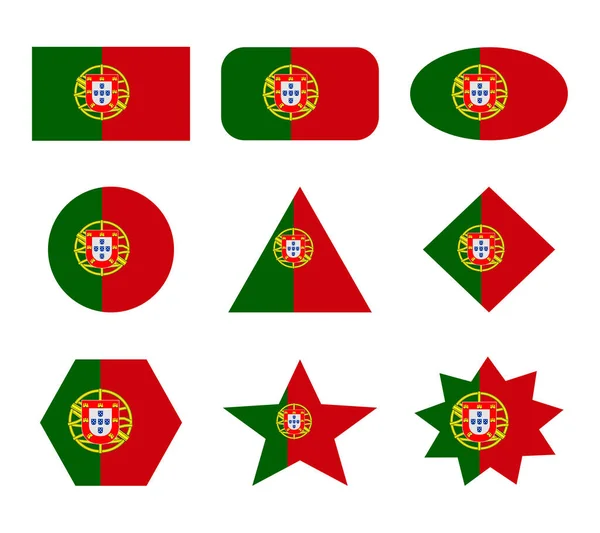 Conjunto Portugal Banderas Con Formas Geométricas — Vector de stock