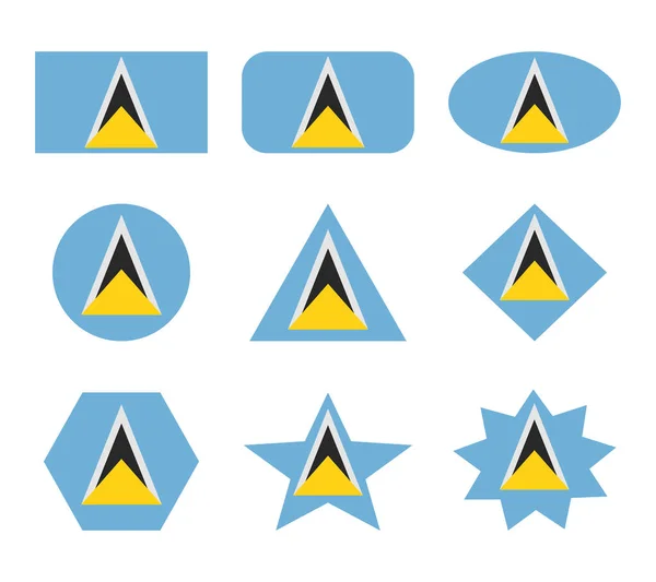 Saint Lucia Set Flags Geometric Shapes — Stock Vector