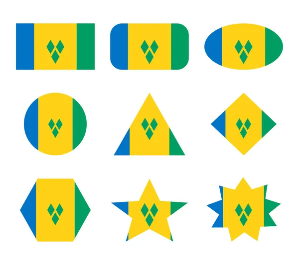 Santo Vicente Serie Bandiere Con Forme Geometriche — Vettoriale Stock