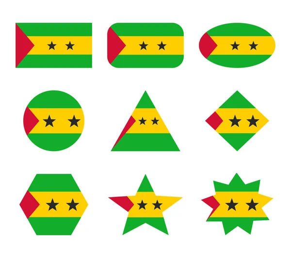 São Tomé Uppsättning Flaggor Med Geometriska Former — Stock vektor