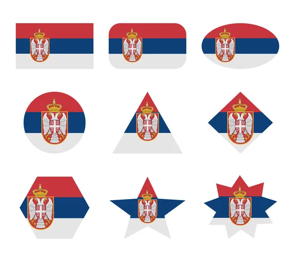 Serbia Conjunto Banderas Con Formas Geométricas — Vector de stock