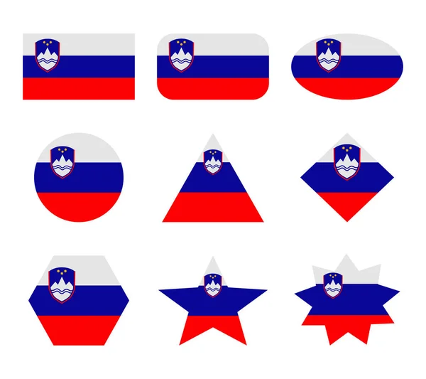Slovenia Set Flags Geometric Shapes — Stock Vector
