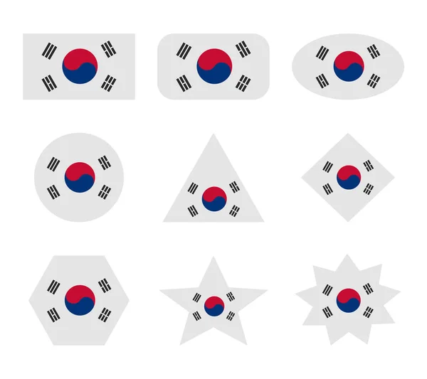 Südkoreanische Flaggen Mit Geometrischen Formen — Stockvektor