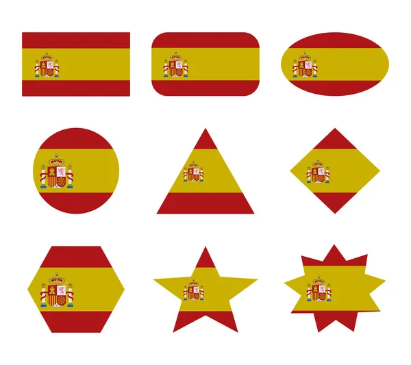 Španělská Sada Vlajek Geometrickými Tvary — Stockový vektor