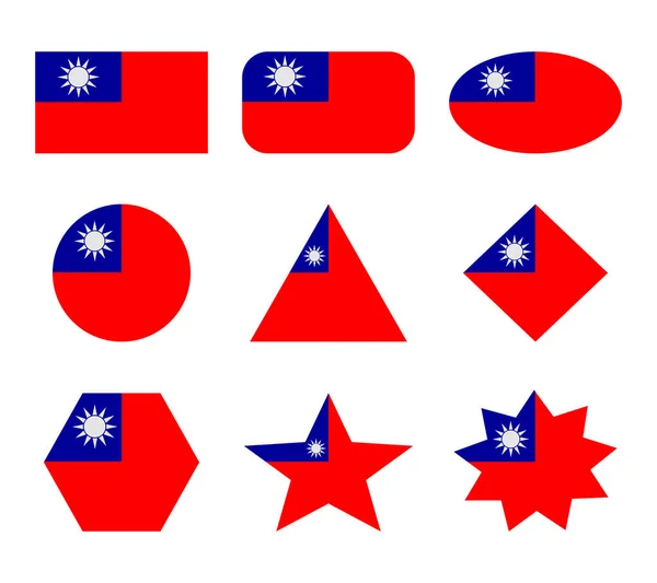 Taiwan Conjunto Banderas Con Formas Geométricas — Archivo Imágenes Vectoriales