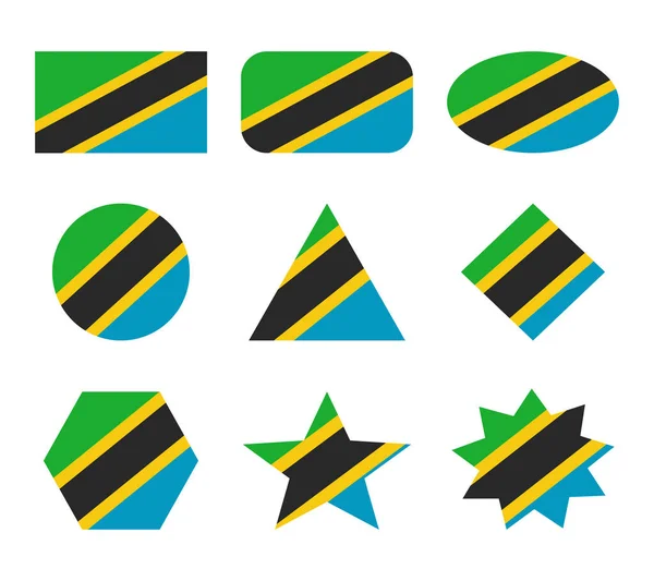 Σετ Σημαιών Τανζανίας Γεωμετρικά Σχήματα — Διανυσματικό Αρχείο