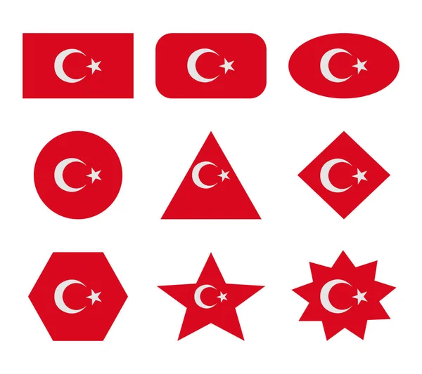 Turkey Set Flags Geometric Shapes — Stock Vector