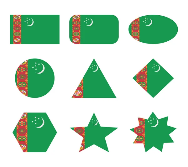 Turkmenistan Conjunto Banderas Con Formas Geométricas — Archivo Imágenes Vectoriales