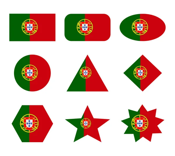 Portugal Uppsättning Flaggor Med Geometriska Former Stockvektor