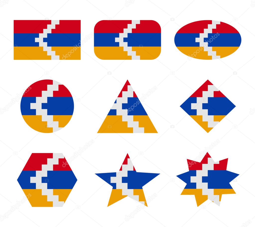 nagorno kara set of flags with geometric shapes