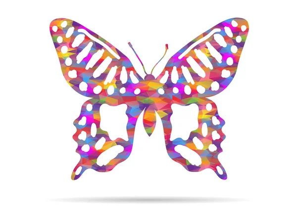 Icono Mariposa Belleza Bajo Poli — Vector de stock