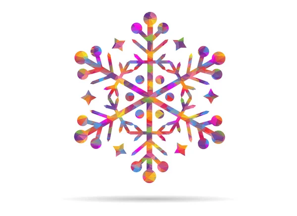 Icono Navidad Copo Nieve Bajo Poli — Archivo Imágenes Vectoriales