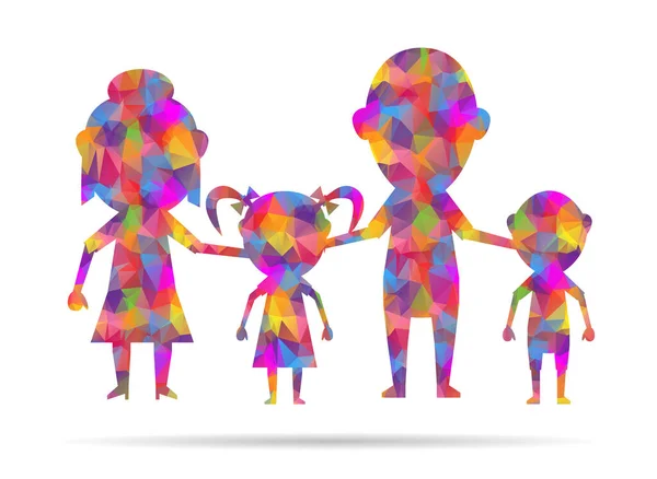 Icône Poupées Famille Ensemble Bas Poly — Image vectorielle