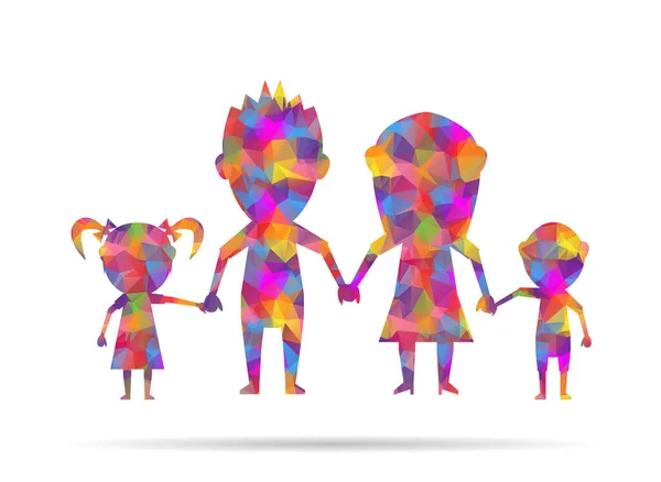 Icône Poupées Heureux Famille Bas Poly — Image vectorielle
