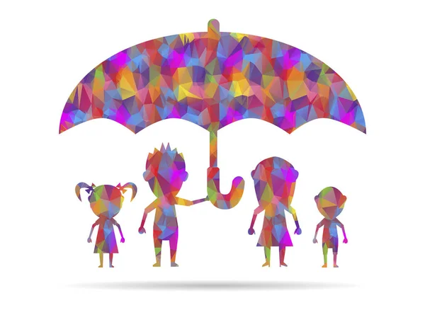 Icon Dolls Family Protected Low Poly — Stock Vector