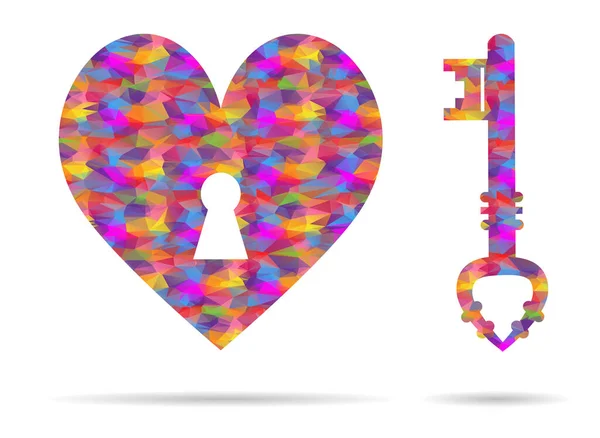 Icon Key Heart Low Poly — стоковый вектор