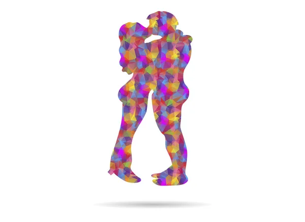 Icône Embrasser Couple Bas Poly — Image vectorielle