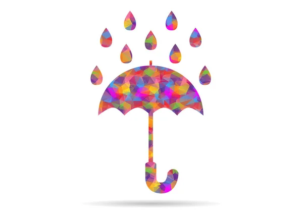 Symbol Regenschirm Regen Niedrig Poly — Stockvektor