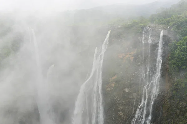 Mlha Svěží Zelená Kolem Jog Vodopády Karnataka Jižní Indii Stock Obrázky