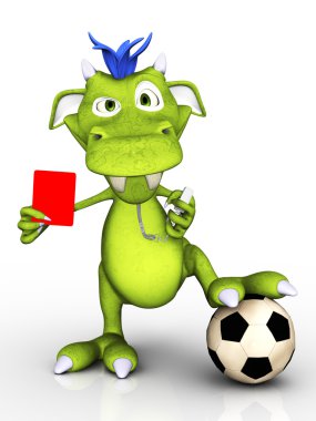 karikatür canavar olarak futbol hakemi.