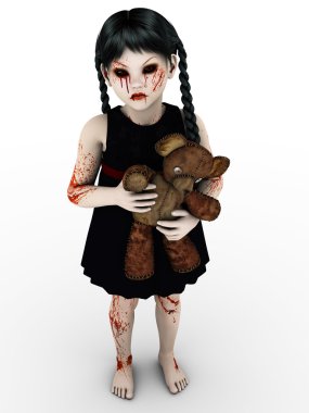 küçük kız gothic blod kaplı.
