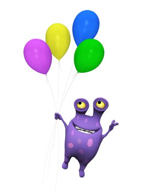 uçan balon ile benekli bir canavar.
