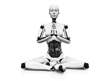 robot kadın meditasyon.