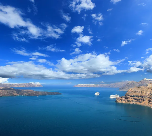 Weergave van Santorini (Griekenland) - reizen achtergrond — Stockfoto