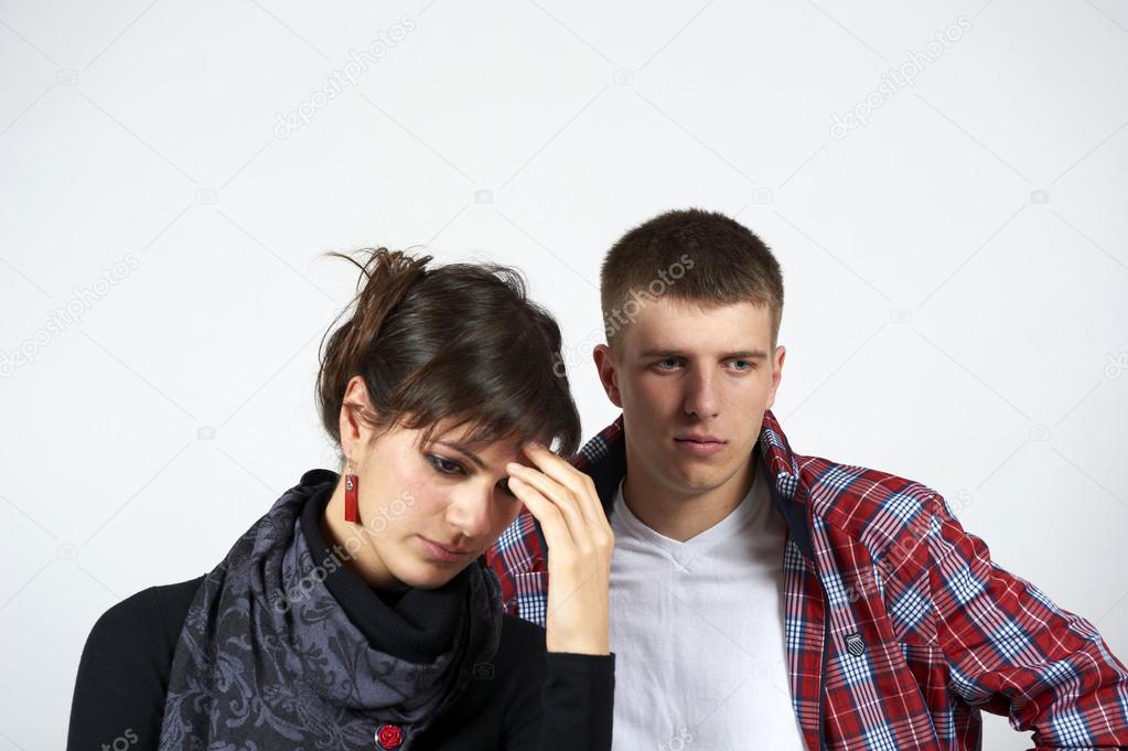 young couple in state of troubles