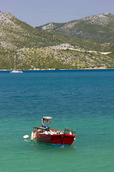 Finish Boot im Meer — Stockfoto